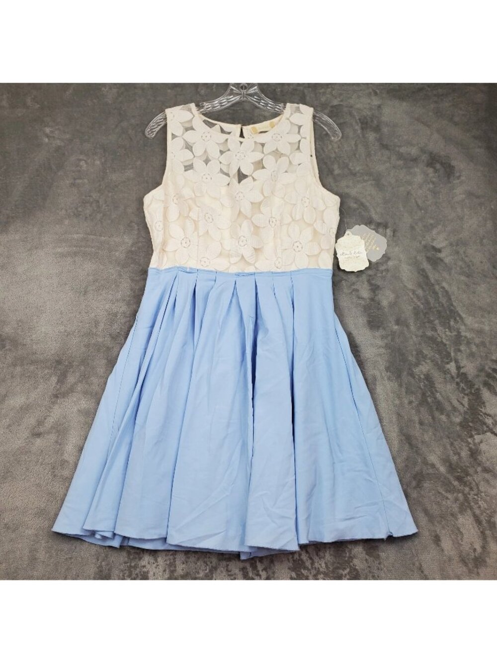 Altard State Dress Blue Cream Floral Lace Cottage Fairy Size L Formal Summer